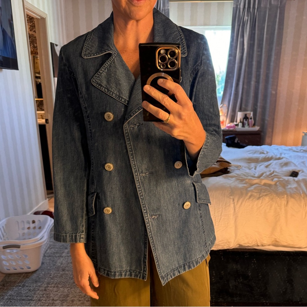 Denim trench coat